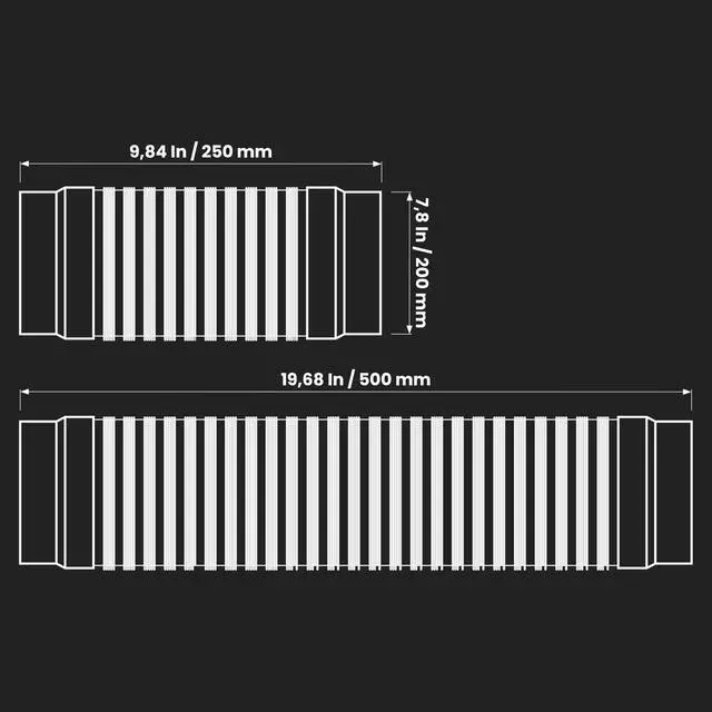 Alt view image 2 of 7 - 8 Inch Flexible Aluminum Duct - 0.82 to 1.64 ft Length Corrugated Vent Hose with Galvanized Steel End Sleeves for HVAC/Washer & Dryer Exhaust Connector/Heat-Resistant Air Ducting Tube