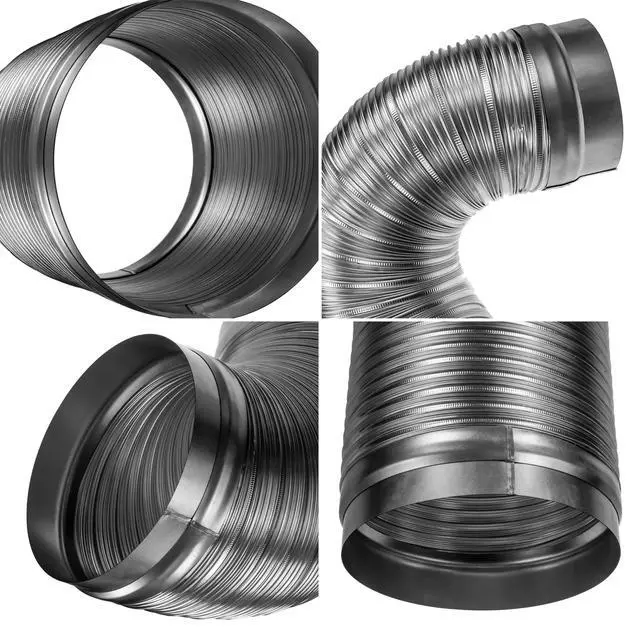 Alt view image 6 of 7 - 8 Inch Flexible Aluminum Duct - 0.82 to 1.64 ft Length Corrugated Vent Hose with Galvanized Steel End Sleeves for HVAC/Washer & Dryer Exhaust Connector/Heat-Resistant Air Ducting Tube