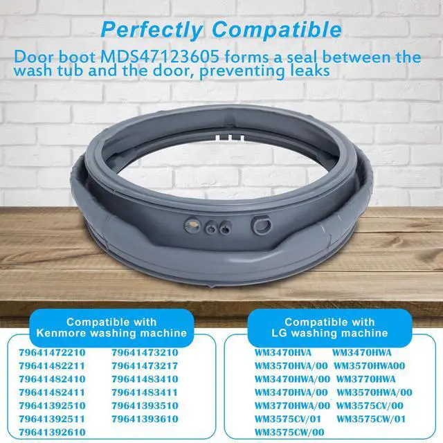 Alt view image 6 of 7 - WM3470HVA WM3570HWA MDS47123605 Washer Door Boot Seal Gasket Compatible with LG Front Load Washer Door Seal & Kenmore Washer Parts WM3570HVA, WM3770HWA,WM3575CW, WM3470HWA