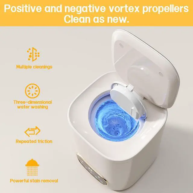 Alt view image 2 of 7 - Portable Fully Automatic Washing Machine, 9L Compact Underwear Mini Washer with LCD Touch Control Screen, One-Touch Operation, Easy Installation, Ideal for Apartments, Dorms, RVs & Travel, 110V