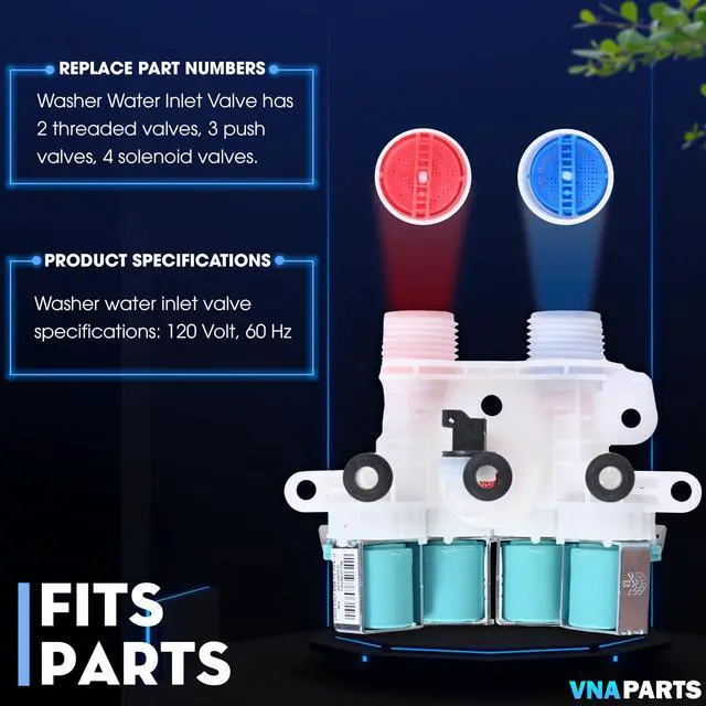 Alt view image 2 of 7 - For Maytag Bravos XL MVWB765FW0 MVWB835DW2 WTW8500DC0 Water Inlet Valve | MVWB855DC2, MVWB835DW3, MVWB835DW1, MVWB835DW4, MVWB766FW0, MVWB765FW1, MVWB765FW2, MVWB765FW3, MVWB855DC3, MVWB766FW1