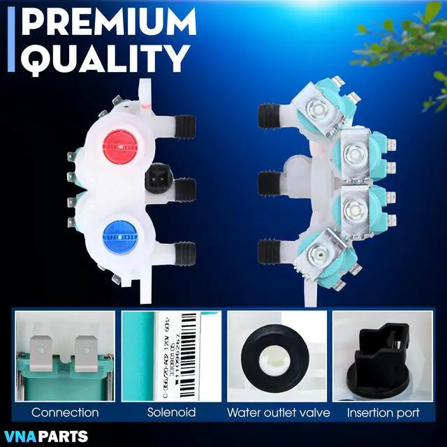 Alt view image 3 of 7 - For Maytag Bravos XL MVWB765FW0 MVWB835DW2 WTW8500DC0 Water Inlet Valve | MVWB855DC2, MVWB835DW3, MVWB835DW1, MVWB835DW4, MVWB766FW0, MVWB765FW1, MVWB765FW2, MVWB765FW3, MVWB855DC3, MVWB766FW1