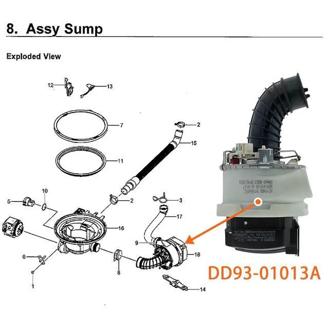 Alt view image 5 of 5 - DD93-01013A Dishwasher Drain Pump Assembly Motor BLDC VSM-E26A0 for Samsung