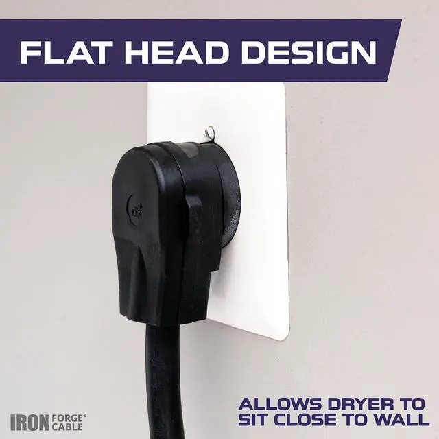 Alt view image 4 of 7 - 4 Prong Dryer Cord, 15 Ft - Black | 10/4 STW Cable, NEMA 14-30 Plug, 30 Amp, Black - For Dryers