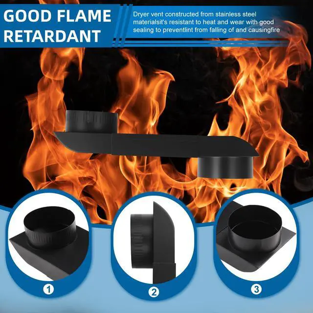Alt view image 6 of 7 - Periscope Dryer Vent Kit, 2 Fixed Sizes 6.5" & 12" Flat Slim Stainless Steel Dryer Vent Duct, Space Saver 4-Inch Dryer Connector Compatible with Whirlpool and Major Brands, Includes Foil Tape