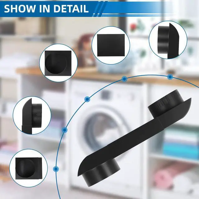 Alt view image 7 of 7 - Periscope Dryer Vent Kit, 2 Fixed Sizes 6.5" & 12" Flat Slim Stainless Steel Dryer Vent Duct, Space Saver 4-Inch Dryer Connector Compatible with Whirlpool and Major Brands, Includes Foil Tape