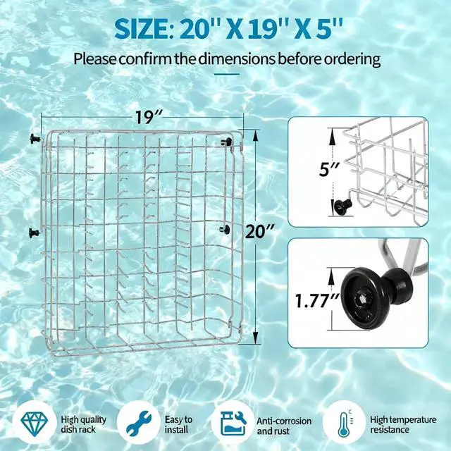 Alt view image 2 of 7 - 5304535380 Dishwasher Upper Rack Replacement for Kenmore, Crosley, Frigidaire Compatible with Part Numbers 154331502, 5304498202, 5304498220, 5304517202, 5304517201, AP7215765