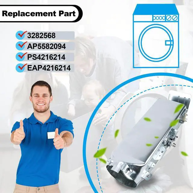 Alt view image 4 of 6 - DC93-00154A Dryer Heating Element Assembly 3 Wires duct heater fit for Samsung DV455EVGSGR,DV520AEP Replace 3282568,AP5582094,PS4216214,EAP4216214 By