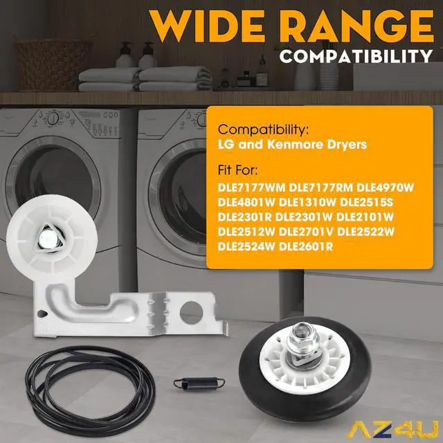 Alt view image 4 of 7 - Dryer Repair Kit Drum Roller Belt Idler Pulley for LG DLE7177WM | DLE7177RM, DLE4970W, DLE4801W, DLE1310W, DLE2515S, DLE2301R, DLE2301W, DLE2101W, DLE2512W, DLE2701V, DLE2522W