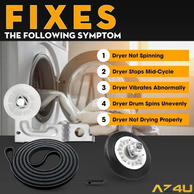 Alt view image 6 of 7 - Dryer Repair Kit Drum Roller Belt Idler Pulley for LG DLE7177WM | DLE7177RM, DLE4970W, DLE4801W, DLE1310W, DLE2515S, DLE2301R, DLE2301W, DLE2101W, DLE2512W, DLE2701V, DLE2522W