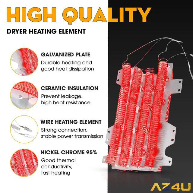 Alt view image 5 of 7 - Dryer Heating Element Replaces For Samsung DV48J7770EP/A2 DV45K6200EW/A3 DVE52M7750V/A3 DV45H6300EG/A3 DVE52M8650V/A3 DVE45R6300V/A3 DV45K7600EW/A3 DVE54M8750W/A3 DVE45R6300W/A3 DVE54M8750V/A3 Dryer