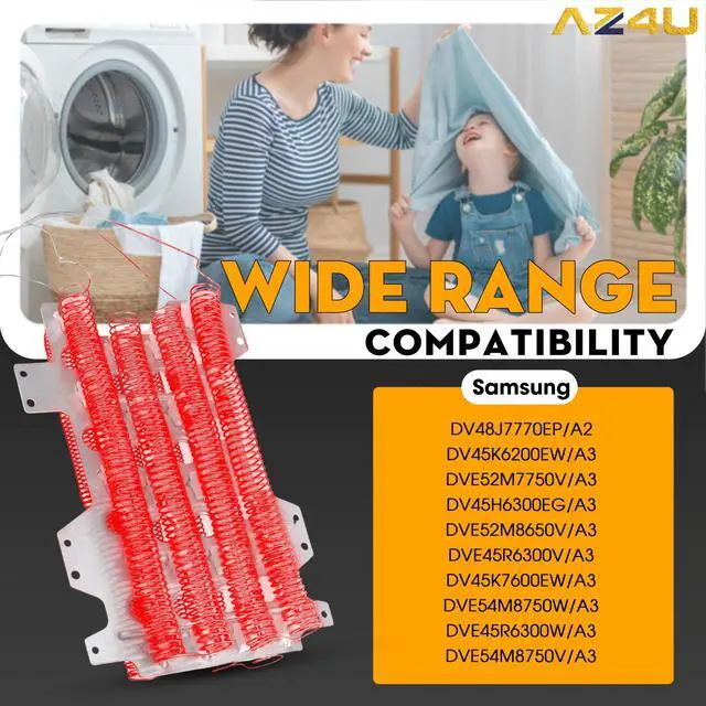 Alt view image 4 of 7 - Dryer Heating Element Replaces For Samsung DV48J7770EP/A2 DV45K6200EW/A3 DVE52M7750V/A3 DV45H6300EG/A3 DVE52M8650V/A3 DVE45R6300V/A3 DV45K7600EW/A3 DVE54M8750W/A3 DVE45R6300W/A3 DVE54M8750V/A3 Dryer