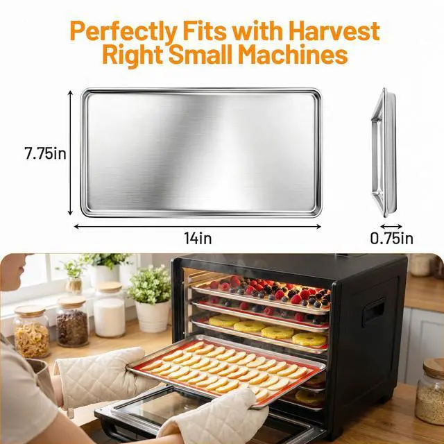 Alt view image 3 of 7 - Freeze Dryer Trays for Harvest Right Small, 4 Stainless Steel Pans | 14 x 7.75 in trays include 4 silicone mats, 10 Mylar bags and labels for freeze drying, meal prep and food storage