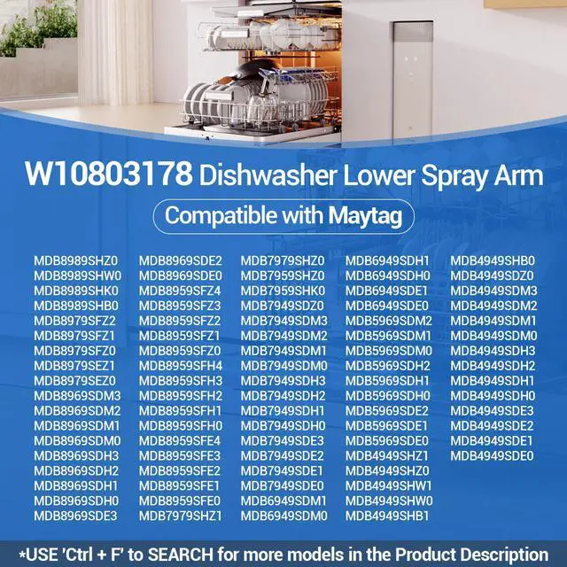 Alt view image 5 of 7 - W10803178 Lower Spray Arm Compatible with Maytag & Whirlpool Multiple Dishwasher. OEM Upgraded Stainless Steel W10803178 Spray Arm Replacement W10605800 4283104 AP5983666 PS11722921 etc. - 2 Year