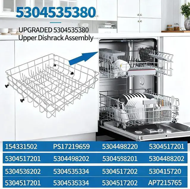 Alt view image 3 of 7 - 5304535380 Dishwasher Upper Rack Replacement for Kenmore, Crosley, Frigidaire Compatible with Part Numbers 154331502, 5304498202, 5304498220, 5304517202, 5304517201, AP7215765