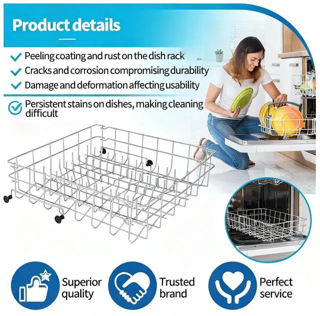 Alt view image 7 of 7 - 5304535380 Dishwasher Upper Rack Replacement for Kenmore, Crosley, Frigidaire Compatible with Part Numbers 154331502, 5304498202, 5304498220, 5304517202, 5304517201, AP7215765