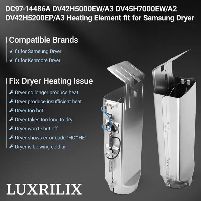 Alt view image 3 of 7 - Heating Element fit for Samsung Flex Dryer DV42H5000EW/A3 DC97-14486A | Dryer Heating Element fit for Samsung DVE50R5400V/A3 DVE50R5200W/A3 DVE45R6100C/A3 DVE45R6100P/A3 DVE45R6100W/A3 DV40J3000EW