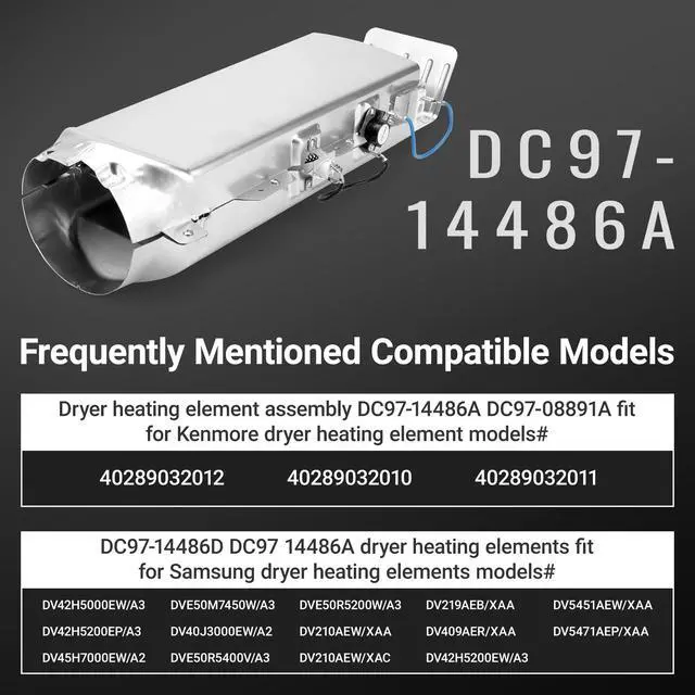 Alt view image 6 of 7 - Heating Element fit for Samsung Flex Dryer DV42H5000EW/A3 DC97-14486A | Dryer Heating Element fit for Samsung DVE50R5400V/A3 DVE50R5200W/A3 DVE45R6100C/A3 DVE45R6100P/A3 DVE45R6100W/A3 DV40J3000EW