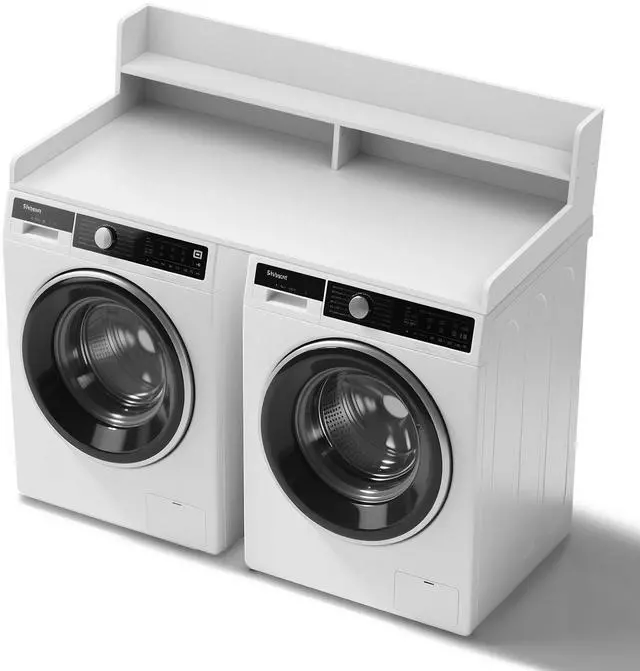 Main image of 2-Tier Washer Dryer Countertop 54x27.5" Laundry Machine Topper,White | With Edge & Non-Slip Pads, for Laundry Room Organization Storage Clothes Folding, Durable 2-Tier Laundry Shelf Topper