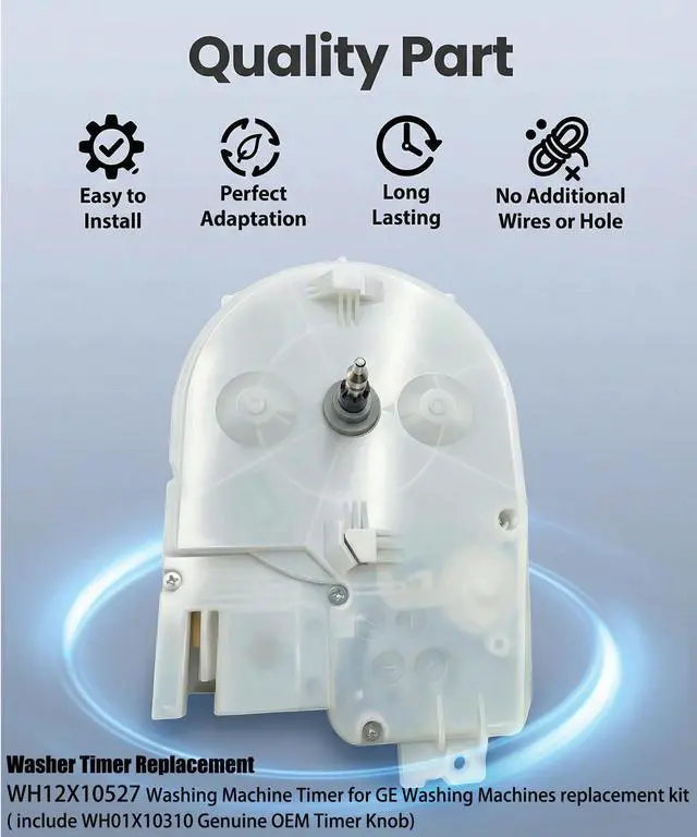 Alt view image 4 of 6 - WH12X10527 Washing Machine Timer for GE Washing Machines replacement kit(include WH01X10310 Genuine OEM Timer Knob) Fits For GE series Washer,Replacement 175D6604P053,AP5645215,2319492,PS4704240 Etc