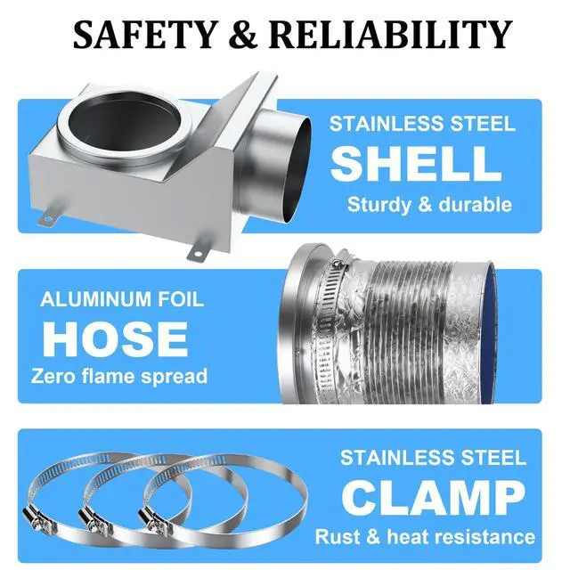 Alt view image 6 of 7 - Magnetic Dryer Vent Coupler 90 Degree, Strong Magnetic Self-Connection Dryer Vent Connector Kit, Stainless Steel Airtight Seal for Dryer Venting, Includes 2.6ft 4IN Duct & Clamps