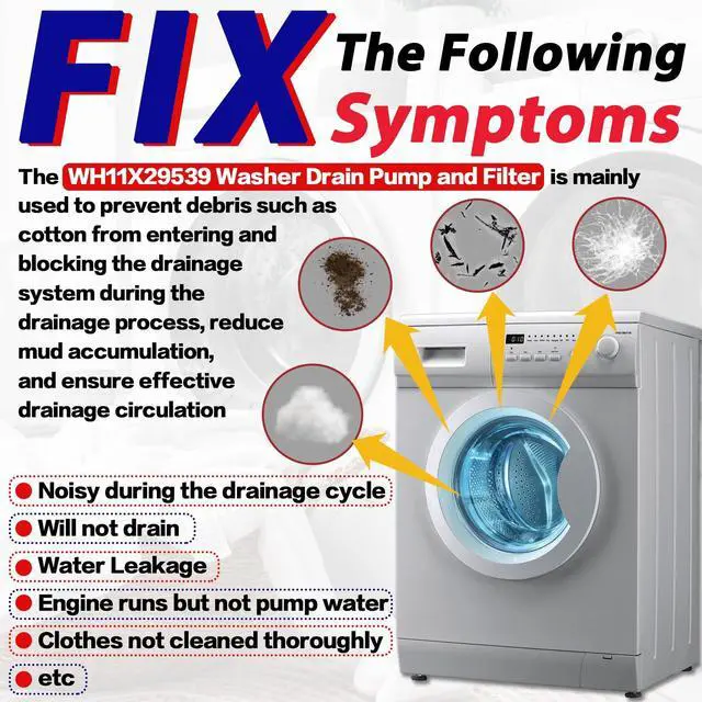 Alt view image 3 of 7 - GFW550SSN2WW GFW550SSN0WW Washer Drain Pump Fit for GE GFW850SPN2RS | Filter Assembly,GFW850SPN0RS GFW850SPN5RS, GFW850SSN1WW GFW850SSN0WW, GFW550SSN1WW GFW650SPN1SN, GFW550SSN5WW Front-Loading