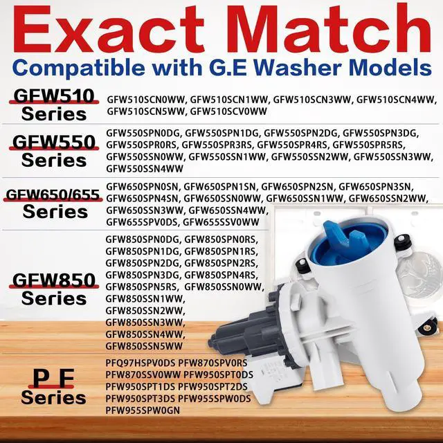 Alt view image 4 of 7 - GFW550SSN2WW GFW550SSN0WW Washer Drain Pump Fit for GE GFW850SPN2RS | Filter Assembly,GFW850SPN0RS GFW850SPN5RS, GFW850SSN1WW GFW850SSN0WW, GFW550SSN1WW GFW650SPN1SN, GFW550SSN5WW Front-Loading