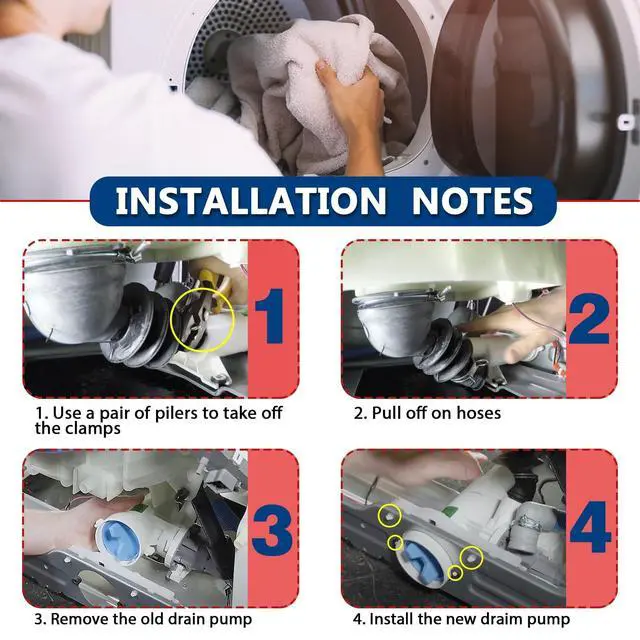Alt view image 5 of 7 - GFW550SSN2WW GFW550SSN0WW Washer Drain Pump Fit for GE GFW850SPN2RS | Filter Assembly,GFW850SPN0RS GFW850SPN5RS, GFW850SSN1WW GFW850SSN0WW, GFW550SSN1WW GFW650SPN1SN, GFW550SSN5WW Front-Loading