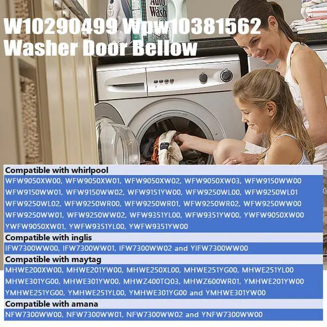 Alt view image 2 of 6 - WPW10381562 WFW9050XW00 WFW9150WW01 Door Boot Seal Compatible with Whirlpool Amana Lnglis Maytag Washer, Front Load Washer Door Gasket Fit WFW9150WW00 WFW9250WW01 W10381562 W10300559 W10290499
