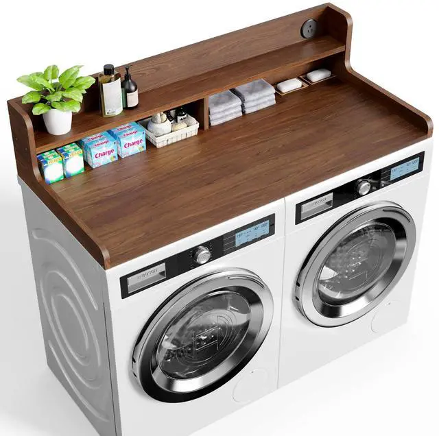 Main image of Rechargeable Washer Dryer Countertop with Power Outlets and Storage Shelf, Extra Large Non-Slip Laundry Countertop, Multi-Purpose Laundry Room Organizer for Washer, Dryer & Laundry Baskets