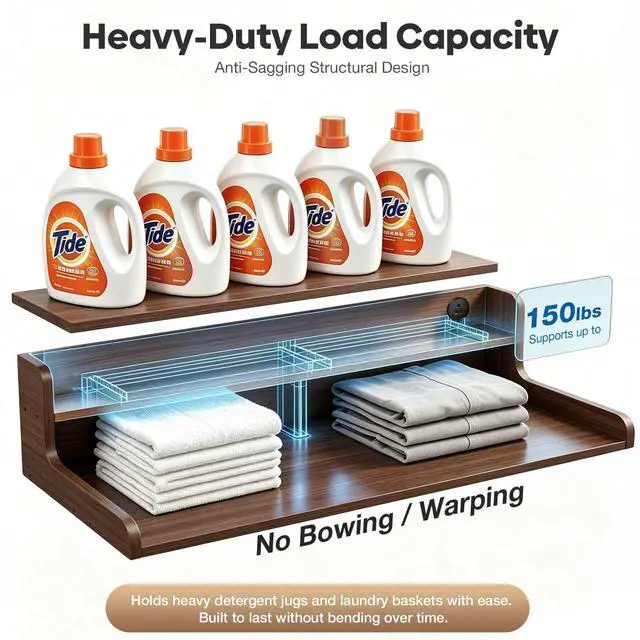 Alt view image 7 of 7 - Rechargeable Washer Dryer Countertop with Power Outlets and Storage Shelf, Extra Large Non-Slip Laundry Countertop, Multi-Purpose Laundry Room Organizer for Washer, Dryer & Laundry Baskets