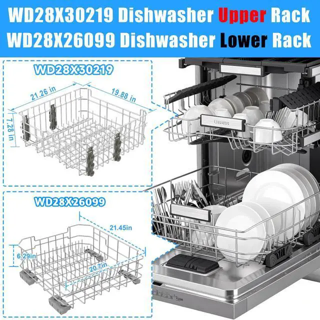 Alt view image 2 of 7 - WD28X30219 Dishwasher Upper Rack for GE Dishwasher Racks Replacement | WD28X24397 WD28X23156 Upper Dishrack Assembly for Dishwasher Upper Rack Parts GDT535PSM0SS GDT550PYR0FS Dishwasher Top Rack