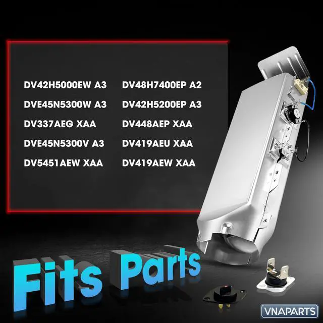 Alt view image 2 of 7 - For Samsung DV431AEP DV419AEW XAA DV210AEW DV42H5000EW A3 Heating Element | DV42H5000EW A3, DVE45N5300W A3, DV337AEG XAA, DVE45N5300V A3, DV5451AEW XAA, DV48H7400EP A2 DV42H5200EP A3, DV448AEP XAA