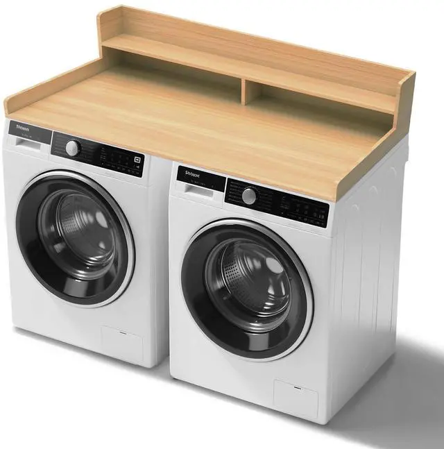 Main image of 2-Tier Washer Dryer Countertop 54x27.5 Laundry Machine Topper,Oak | With Edge & Non-Slip Pads, for Laundry Room Organization Storage Clothes Folding, Durable 2-Tier Laundry Shelf Topper