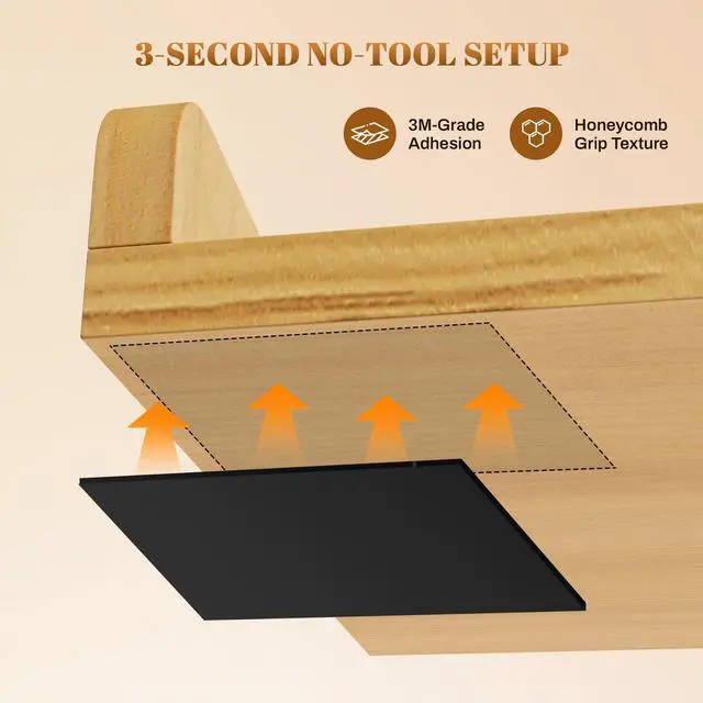 Alt view image 4 of 6 - 2-Tier Washer Dryer Countertop 54x27.5 Laundry Machine Topper,Oak | With Edge & Non-Slip Pads, for Laundry Room Organization Storage Clothes Folding, Durable 2-Tier Laundry Shelf Topper