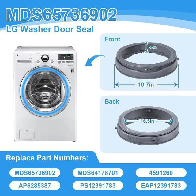 Alt view image 2 of 7 - Upgraded MDS65736902 Washer Door Boot Gasket Compatible with LG Washer Door Seal WM3770HVA 79641373210 79641373211 MDS64178701 Kenmore Washing Machine Door Boot Seal Parts