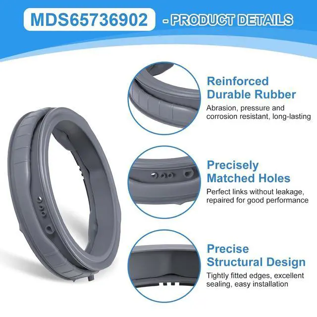 Alt view image 3 of 7 - Upgraded MDS65736902 Washer Door Boot Gasket Compatible with LG Washer Door Seal WM3770HVA 79641373210 79641373211 MDS64178701 Kenmore Washing Machine Door Boot Seal Parts