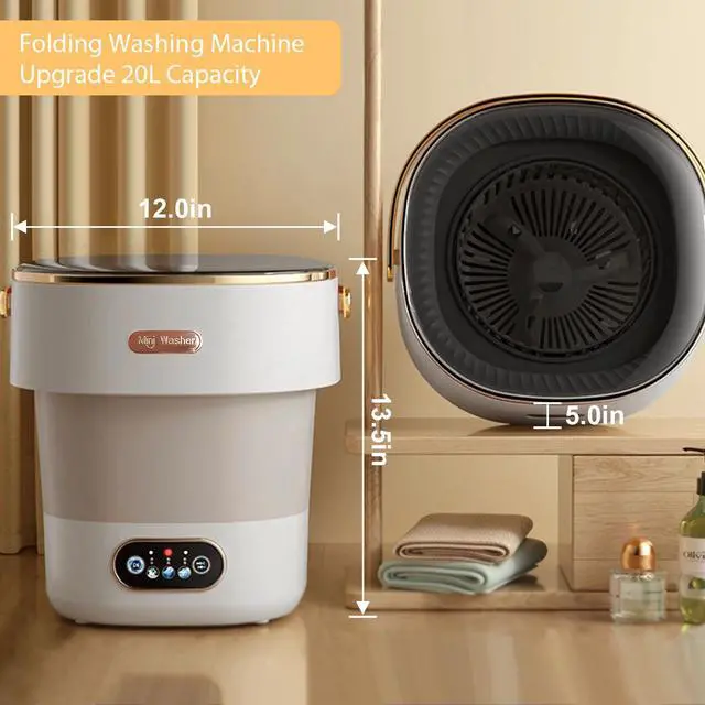 Alt view image 4 of 7 - Portable Washing Machine,Mini Washer -20L Upgraded With Spin Basket,Small Clothes Folding Washing Machine Of Underwear, Baby And Small Clothes,Suitable For Home Apartments Dormitories, Hotels Khaki