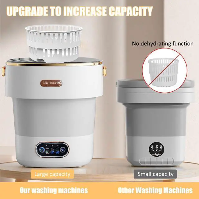 Alt view image 6 of 7 - Portable Washing Machine,Mini Washer -20L Upgraded With Spin Basket,Small Clothes Folding Washing Machine Of Underwear, Baby And Small Clothes,Suitable For Home Apartments Dormitories, Hotels Khaki