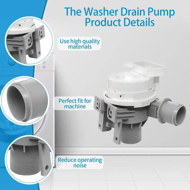 Alt view image 4 of 7 - WT6105CW WT7400CW/CV Washer Drain Pump Fit for Lg | WT7300CW WT7405CW WT7405CV WT7300CV WT7305CV WT7400CV WT7155CW WT7005CW WT7900HBA WT7900HBA WT7800CW Washing Machine