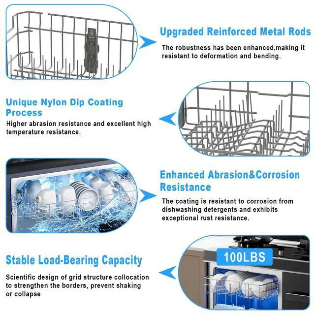 Alt view image 4 of 7 - WD28X30219 WD28X35779 Upper Dishrack for Ge Dishwasher Rack Replacement | WD28X24397 WD28X26098 Dishwasher Top Rack Replacement with Roller Wheels,GE GDT535PSM0SS GDT550PYR0FS Dishwasher Upper Rack