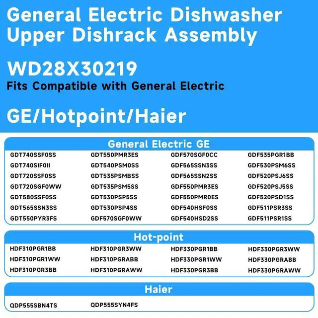 Alt view image 5 of 7 - WD28X30219 WD28X35779 Upper Dishrack for Ge Dishwasher Rack Replacement | WD28X24397 WD28X26098 Dishwasher Top Rack Replacement with Roller Wheels,GE GDT535PSM0SS GDT550PYR0FS Dishwasher Upper Rack