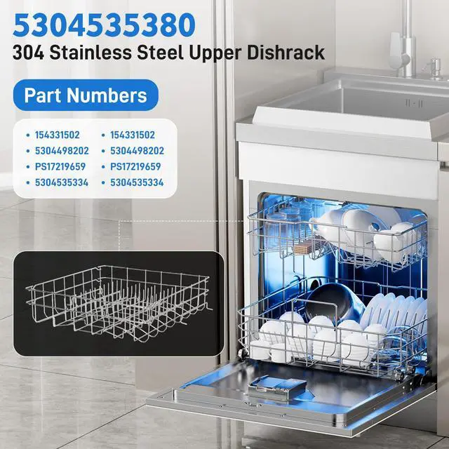 Alt view image 6 of 7 - 5304535380 Dishwasher Upper Rack Replacement, Compatible with Kenmore Crosley Frigidaire Upper Dishrack Assembly, Replaces AP7215765 5304517201 154331502 5304498202 5304498220
