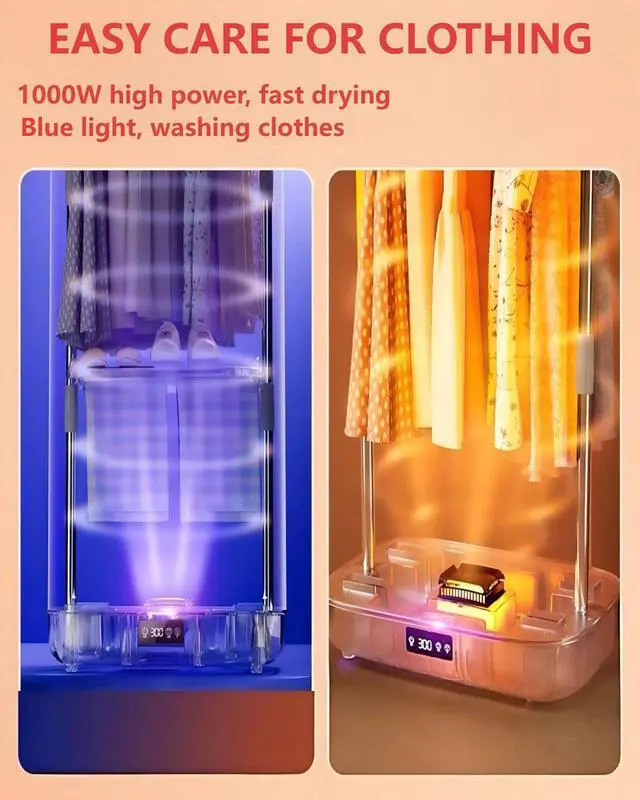 Alt view image 2 of 7 - Portable Clothes Dryer, Compact Dryer,Small -Drying Machine | Foldable drying cabinet with 1000W warm air, remote control, 13 hour timer, and automatic cycle stop & hassle-free setup