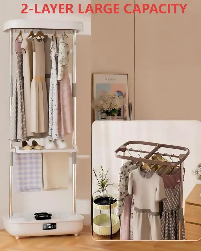 Alt view image 5 of 7 - Portable Clothes Dryer, Compact Dryer,Small -Drying Machine | Foldable drying cabinet with 1000W warm air, remote control, 13 hour timer, and automatic cycle stop & hassle-free setup