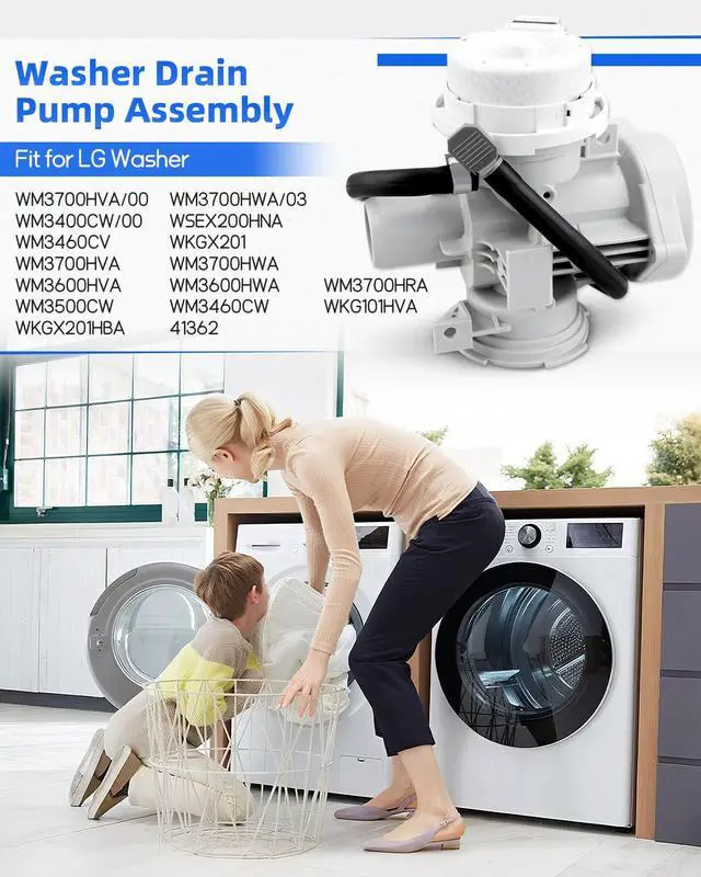 Alt view image 2 of 6 - AHA75693425 Washer Drain Pump Assembly Fit for LG Washer WM3400CW WM3600HVA Replacement for EAP12750085 AP6978815 PS12750085