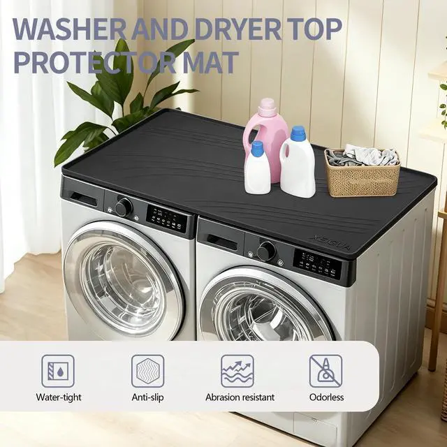Alt view image 5 of 7 - Washing Machine Drain Pan Silicone Mat, Large Size 54×27 Inch 5.5 Lbs Non-Slip Waterproof Washer Drip Tray, Raised Edge Drip Mat for Washer Dryer, Anti-Vibration Floor Leak Protector for Laundry Room