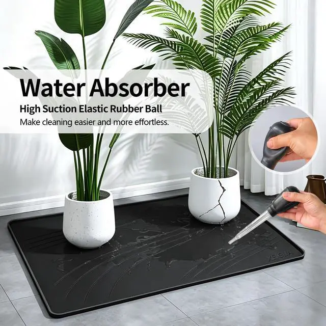 Alt view image 6 of 7 - Washing Machine Drain Pan Silicone Mat, Large Size 54×27 Inch 5.5 Lbs Non-Slip Waterproof Washer Drip Tray, Raised Edge Drip Mat for Washer Dryer, Anti-Vibration Floor Leak Protector for Laundry Room