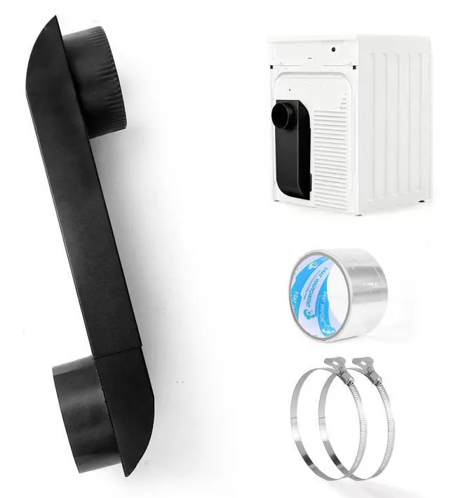 Main image of Upgraded Periscope Dryer Vent Kit 12"-19" Adjustable Flat Vent for Tight Spaces 4 Inch Outlet, Heavy-Duty Black Stainless Steel, Fits Whirlpool/LG/Samsung Gas & Electric Dryers, (Genuine OEM)