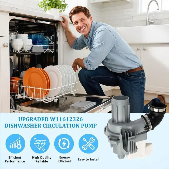 Alt view image 4 of 7 - W11612326 Dishwasher Circulation Pump Compatible with Whirlpool | Fit Models WDF520PADM WDP540HAMZ WDF330PAHB WDF330PAHW WDF330PAHS WDF341PAPM WDT540HAMZ WDF520PADW WDF330PAHT WDF330PAHD